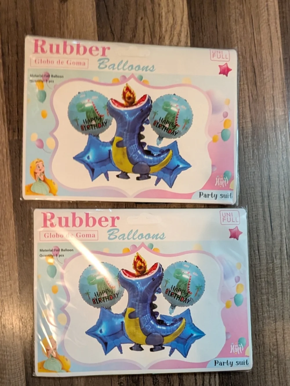 2 Balloons Blue Birthday Dinosaur Balloon Set